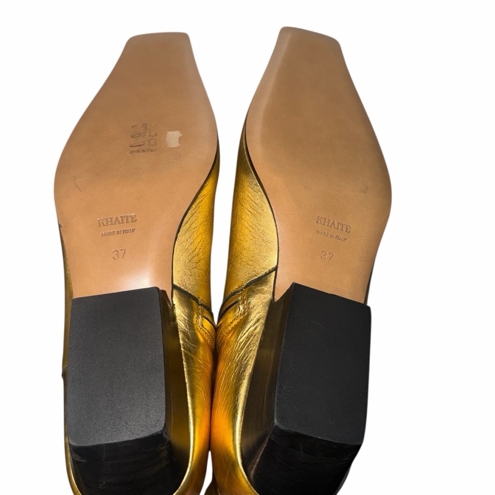 Khaite Gold Ankle Boots Metallic Booties Square Toe 7 Quiet Luxury Marfa New 🟡 - Picture 10 of 12